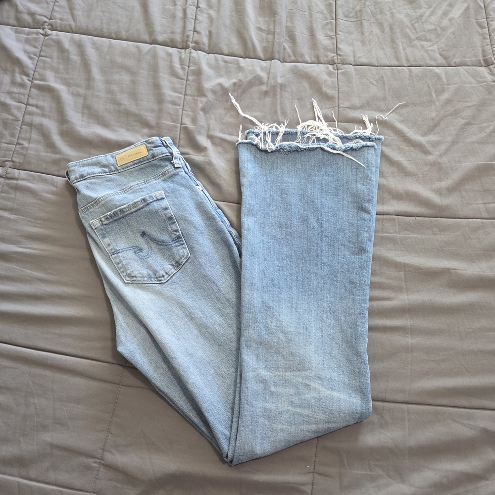 Light Blue Frayed Hem Women Jeans
